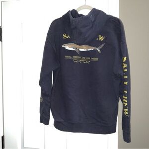 Excellent Condition! Salty Crew Dark Blue Hoodie with Yellow Accents SzL